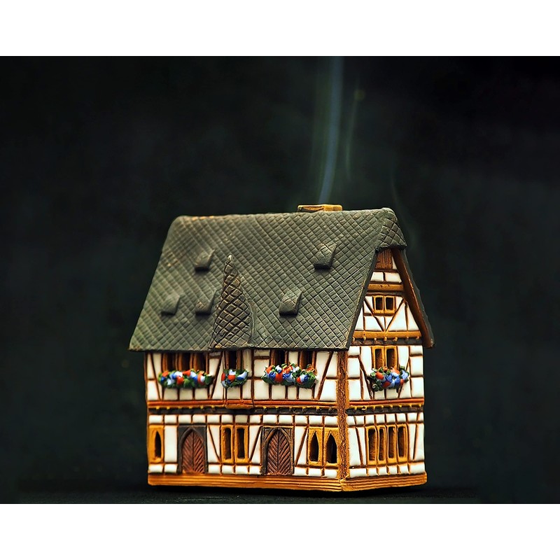 Ceramic Miniature Aroma House Incense Burner Germany Town Hall in