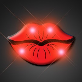 Light Up Kissing Lips Flashing Blinking LED Body Light Lapel Pins (25-Pack)