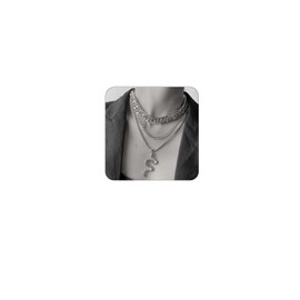 CJIAYUJEW Gold Snake Layered Chunky Necklace Silver Dainty Snake Pendant Multilayered Long Chain Bohemian Choker Jewelry for Women (Silver)