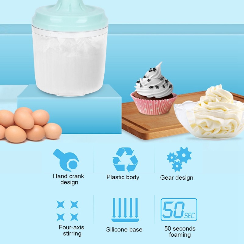 1200mL Manual Egg Beater Mixer Hand Crank Egg Cream Whisk