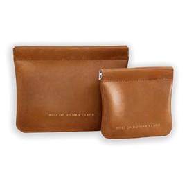 2 PCS Makeup Bag for Women, PU Leather Travel Cosmetic Pouch with Zipper, Waterproof and Durable, Perfect for Purse, Travel, or Gifting (Brown)