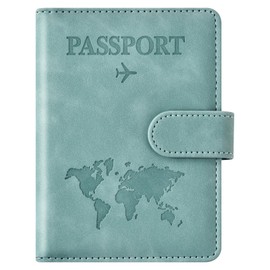 Eoehro Passport Holder for Travel Essentials, Passport Wallet Cover Case for Travel Must Haves Accessories,Passport Book Holders for Women and Men(light blue)