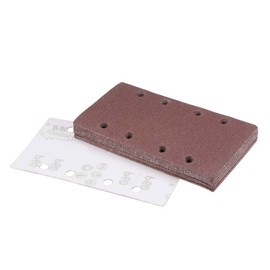 15pcs 60 Grit Sandpaper Sheet 7.3 inch x 3.6 inch, 8 Holes Hook and Loop Sandpaper for 1/3 Sander, Aluminum Oxide Sander Paper Sheet for Wood Metal Polishing