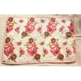 Pink Floral Quilted Gingham Placemat 19" X 13"  100% Cotton
