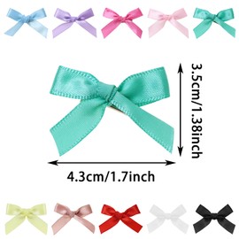 PPhtony Mini Hair Bow Clips 100Pcs Mixed Color Small Cute Satin Hair Ribbon Bowknot Barrettes Pins Claws for Women Girls Teens Braids Hair Decoration (Bright Color)