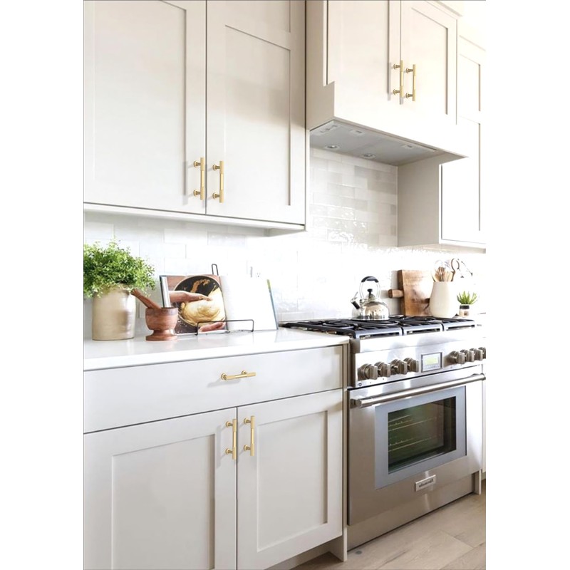 Asimerdeco 10 Pack Brushed Gold Cabinet Pulls 3 Inch(76mm) Kitchen
