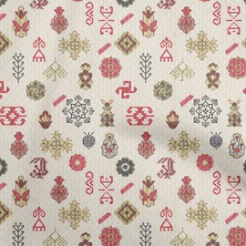 oneOone Rayon Light Beige Fabric Asian Kilim Dress Material Fabric Print Fabric by The Yard 56 Inch Wide