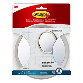 Command Bath Mirror, Satin Nickel, 1-Mirror, 2-Water-Resistant Strips, Organize Damage-Free
