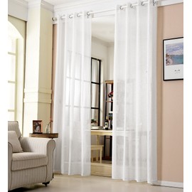 WOLTU VH5862ws One Panel Eyelet Sheer Curtain Rod Pocket Window Treatment Shower Slot Top Voile Curtain for Door Window Transparent Ring Top Curtain White 53" wide x 89" Drop/135x225cm|1 piece