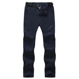 RILKBY Women's Hiking Pants Lightweight Quick-Dry Water Resistant Cargo Pants with Elastic Waist Zipper Pockets Navy