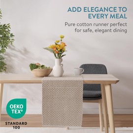 JEMIDI Table Runner Modern Beige 40 x 180 cm - 100% Cotton - Modern Table Runner - Oeko-Tex Certified - Fabric Table Runner - Table Runner Extra Long - Machine Washable