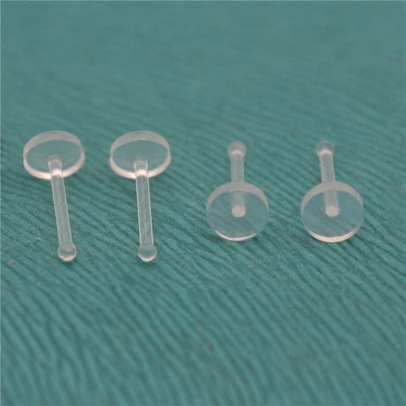 Hithop 5-Pack Clear Bioflex Flat Top Nose Ring Bone Retainers