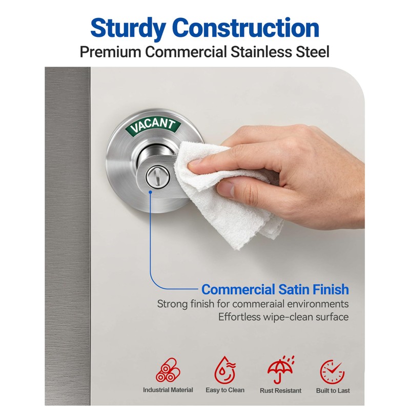 Toqraft Bathroom Privacy Lever Lock with Large Vacant/Occupied Indicator (2