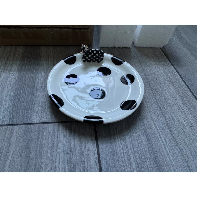 MACKENZIE CHILDS COW CREAMERY SPOON REST, 5" ROUND, NIB