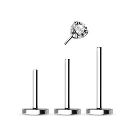 COCHARM 4pcs G23 Titanium 20g Flat Back Cartilage Earring Stud 6mm 8mm 20g Threadless Helix Cartilage Piercing 20g 8mm Press Fit Helix Tragus Piercing 20g 10mm Conch Earring Stud