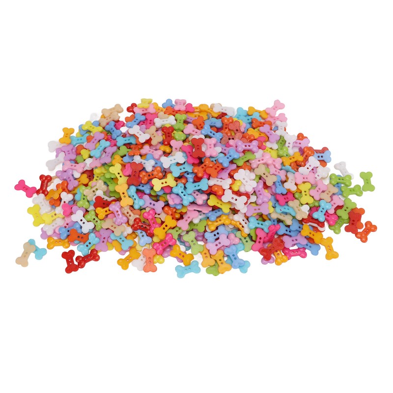 1000Pcs Dog Bone Buttons Bright Vivid Colors Cute Dog Bone