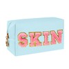 Preppy Patch Makeup Bag,Travel Cosmetic Bags PU Leather Portable Waterproof