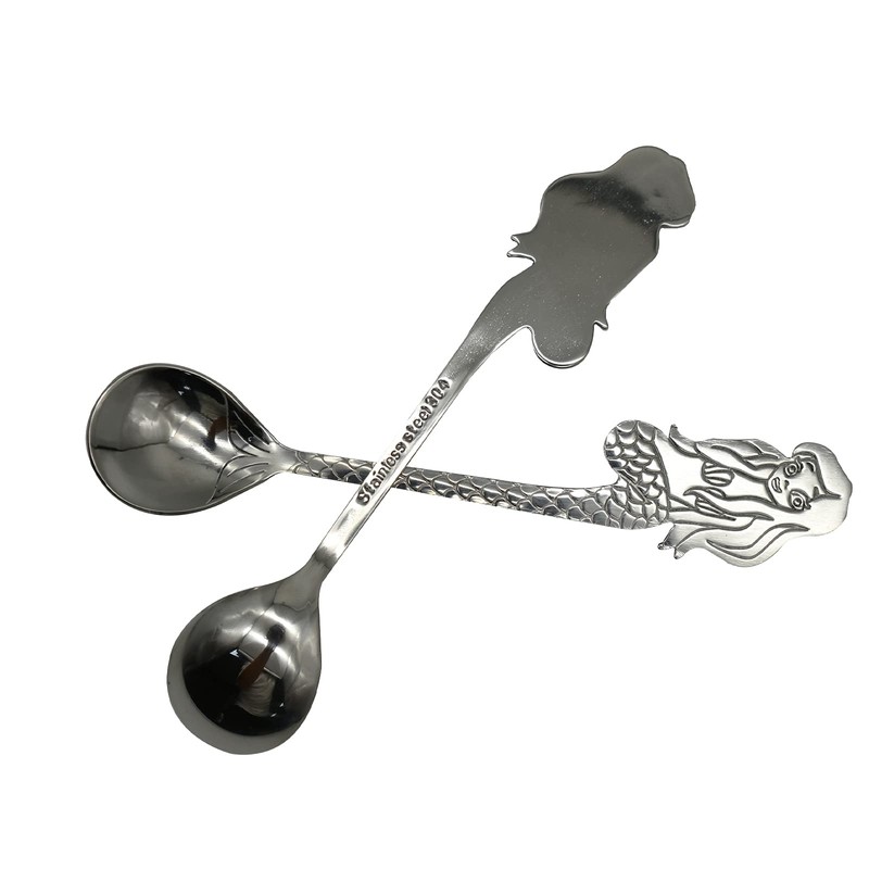 Maydahui 4 PCS Mermaid Spoon 18/10（304）Stainless Steel Fish Coffee Spoons
