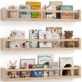 G&W Gruwald Nursery Book Shelves, Set of 3, Wall Bookshelf, Book Shelf for Kids Rooms, Wall Book Shelves for Bedroom Kids, Floating Shelf, Nursery Decor(Wood, 23 Inches)