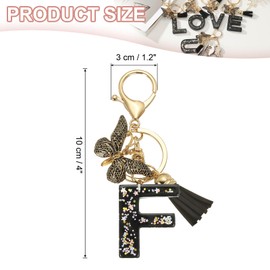 PATIKIL Alphabet Initial Letter Keychain, Resin Cute Keychains with Tassel Butterfly Letter F Pendant Charm for Women Key Purse Handbag Bag Accessories, Black