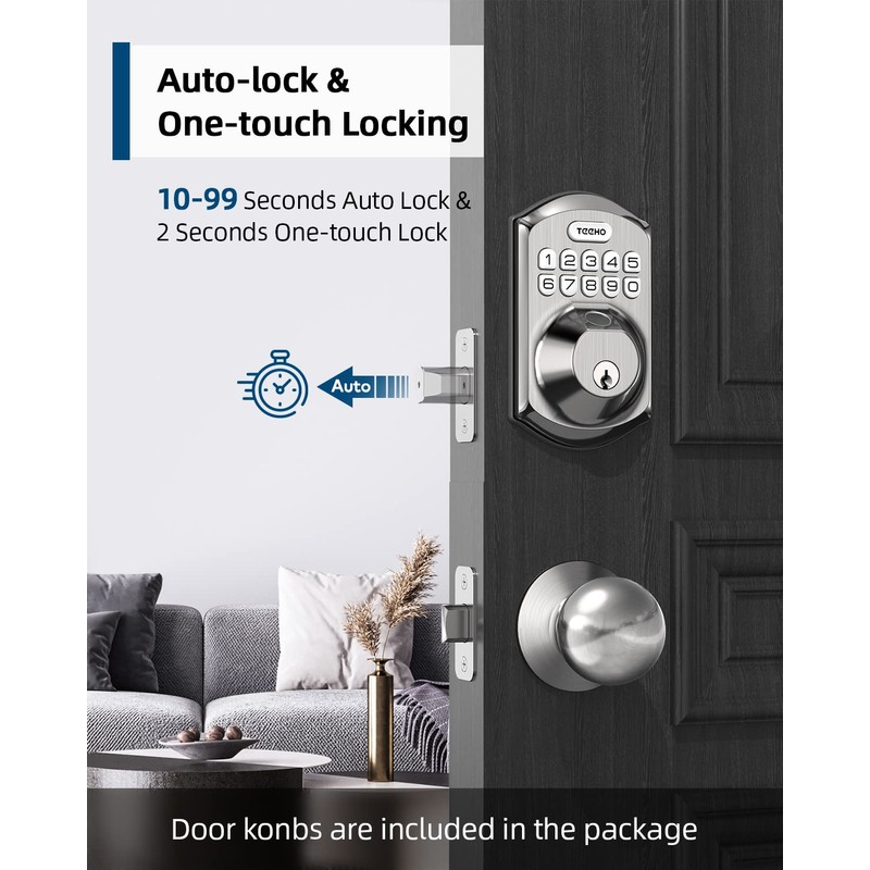 TEEHO TE002K Keyless Fingerprint Deadbolt Door Lock - Smart Lock