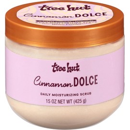 Tree Hut Cinnamon Dolce - Exfoliante hidratante diario, exfoliante corporal espumoso batido, fórmula para una piel suave y radiante, 15 onzas