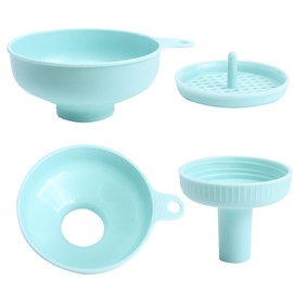 CORJEEJOR 3 in 1 Funnel Set with Wide Opening for the Kitchen - Plastic Funnel with Handle for Filling Bottles - for Oil/Beans/Jam