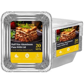 Foil Pans with Lids - 9x13 Aluminum Pans with Covers - 20 Foil Pans and 20 Foil Lids - Disposable Food Containers Great for Baking, Cooking, Heating, Picnics, & Meal Prep