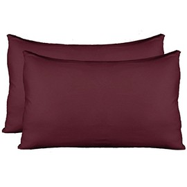 Extra Soft Jersey Knit Pillow Cases, Standard Size with Hidden Zipper, Soft Than Cotton, Pack of 2, Wine