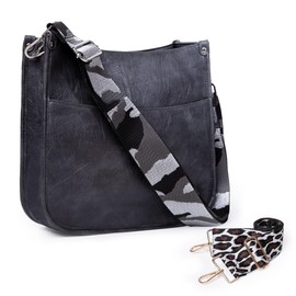 Viva Terry Vegan Leather Crossbody Fashion Shoulder Bag Purse with 2 Adjustable Strap (Gray)