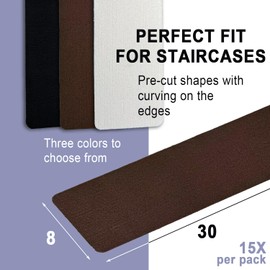 Tigsport Nonslip Stair Treads Wooden Steps, 15 PCS 30" x 8" Safety Rug Slip Resistant Runner with Reusable Adhesive, Carpet Landing Mat for Family Elders Pets Soft Stair Mats Indoor (Brown)