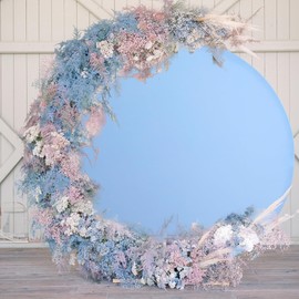 7.5ft Baby Blue Round Backdrop Cover for 7.5ft Circle Stand, Wrinkle Free Stretchy Circle Arch Round Backdrop Cover for Party Wedding Birthday Baby Shower Photography
