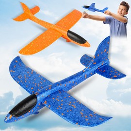 Milifox 2 Pcs Catapult Plane Toys - 13.3'' EPP Throwing Styrofoam Glider Plane,Outdoor Sport Toys Birthday Surprises