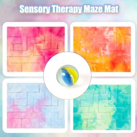 4 Pcs Marble Maze Mat Sensory Fidget Stress Relief Toys Calming Sensory Mat Anxiety Relief Fabric Toys for Teens School Home Reduce Stress(Marble Maze Style,8.66 x 6.3 in)