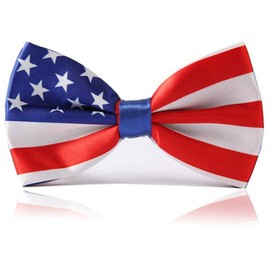 SYAYA Men Pre Tied Silk Formal Tuxedo Bow Tie, Teen Boy Classic Tux Bowtie For Wedding Large Necktie Easter Day MBT3 (Z1 - Flag), Z1 - Flag, One Size
