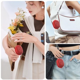 RFUNGUANGO Transparent Protective Case for New Beats Studio Buds + (2023) / Buds (2021), Security Lock for Beats Studio Buds Plus Protective Case with Cleaning Kit/Keychain ，Red