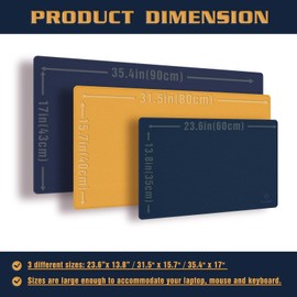K KNODEL Desk Mat, Office Desk Pad, PVC Leather Desk Blotter, Laptop Desk Mat, Waterproof Desk Writing Pad for Office and Home, Dual-Sided (35 x 60cm, Darkblue/Yellow)