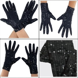 Sequin Gloves, Unisex Wrist Length Glitter Gloves, Sparkling Sequin Dance Gloves for Adults Rave Party Costume Accessory, Shiny 80s Glitter Gloves for Women Skating Dressing Jazz Carnival Decoration