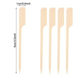 100 Pieces Paddle Bamboo Skewers 9cm, Flat Burgers Sticks Children Skewers Kids Wooden Fruits Picks Cocktail Sticks Satay Skewers Barbecue Kebabs Skewers for Buffets Party (9cm-100Pcs)