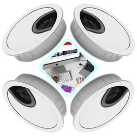 NDGTC Cable Grommet – Set of 4 Metal Desk, Feed-Through Cable, Table Cable Hole Worktop 60 mm with Brush Seal