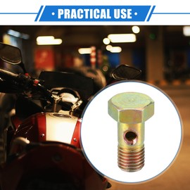 VekAuto Single Banjo Bolt Kit, M8x1.0 Length 23mm Metric Thread Turbo Brake Line Fitting Adapter Universal for Car Durable Metal Bronze Tone W/Washers Spacer