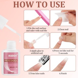 BUTBU French False Nails, 240 Pcs Medium Almond Press on Nails Kit, Full Cover Stick on Nails with Glue, 12 Sizes Nude Color Nail Tips for Women and Girls Manicure Art Salon (Pink)