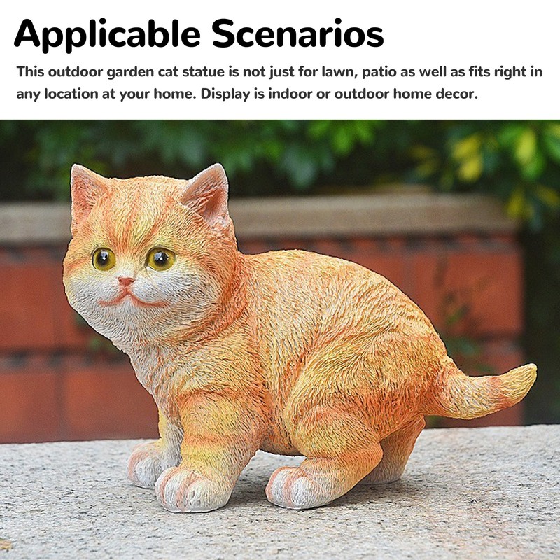 Outdoor Garden Decor Cat Statues Kitten Ornaments Gardening Decorations Gardening