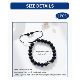 BPTRKOM 1 Piece Football Bracelet for Children Boys – Football Bracelet Gifts Bracelet Boy 3D Natural Stone Football Bracelet for 5 6 7 8 9 10 11 12 Years Birthday for Boys Natural Stone Football