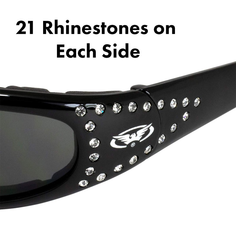 Global Vision Marilyn Women's Ladies Padded Motorcycle Sunglasses Bling Black