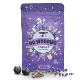 Funky Vits - “No Worries Formula” - Natural Stress Relief Capsules (Vegan, UK‑Made) - 60 Caps - 1 Month Supply