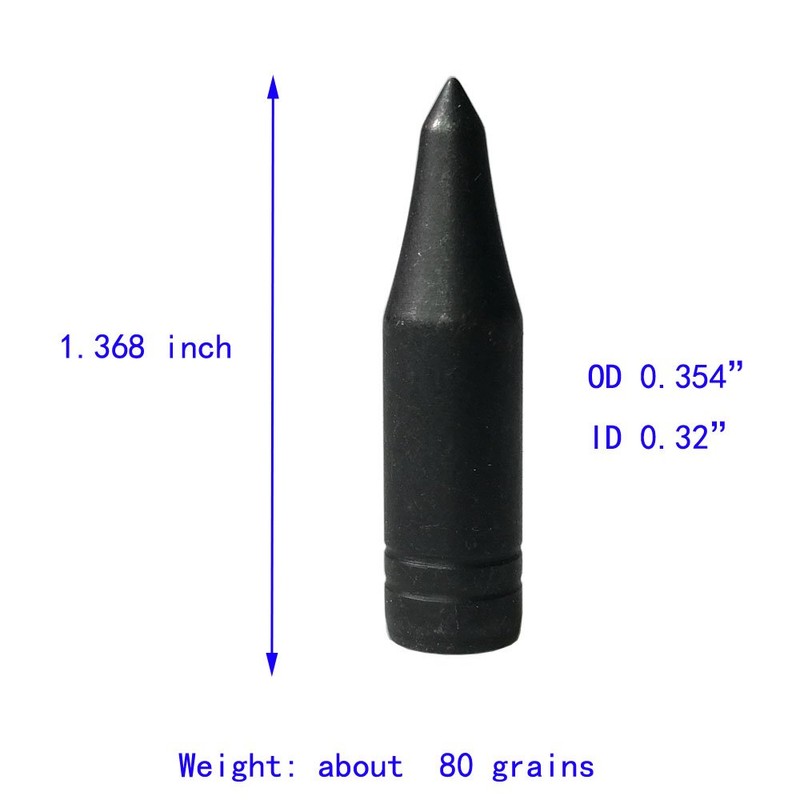 24pcs 8mm Archery Hunting Tips Arrows Broadheads Target Point Arrowheads(Black)