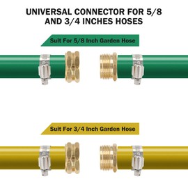 STYDDI Garden Hose Repair Kit, Solid Brass Water Hose Mender Female and Male Hose Connector with Clamps, Fit All 5/8" and 3/4" Rubber Garden Hose, 4 Set