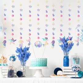 Mermaid Party Decoration Ceiling Hangings Decorations, Mermaid Garland Streamers for Little Mermaid, Rainbow Theme, Bachelorette Under the Sea, Party Decorations