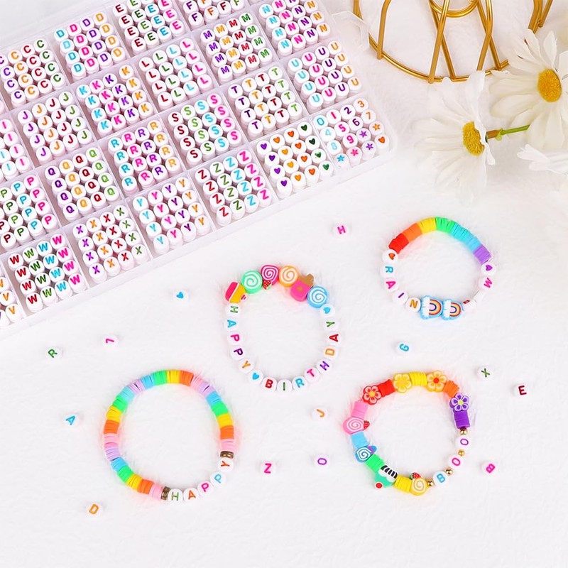 DIYDEC 1400pcs Colorful Letter Beads Kits, A to Z Acrylic